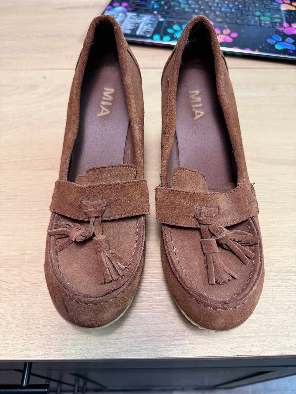 MIA Women's Chestnut Suede Tassel Loafers